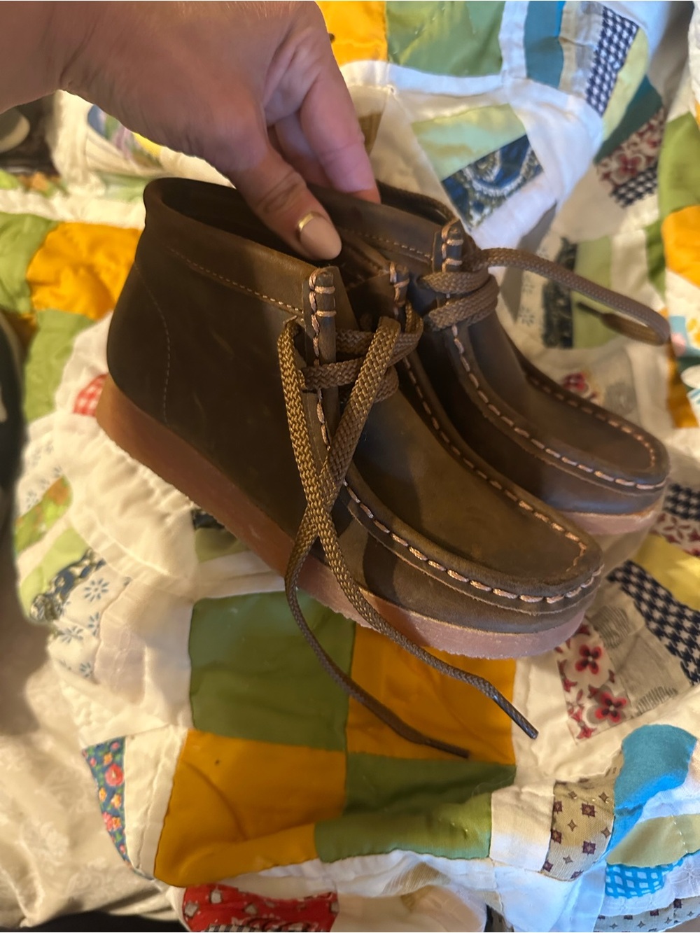 Clarks Kids Brown Leather Moc Toe Ankle Boots size 11.5W